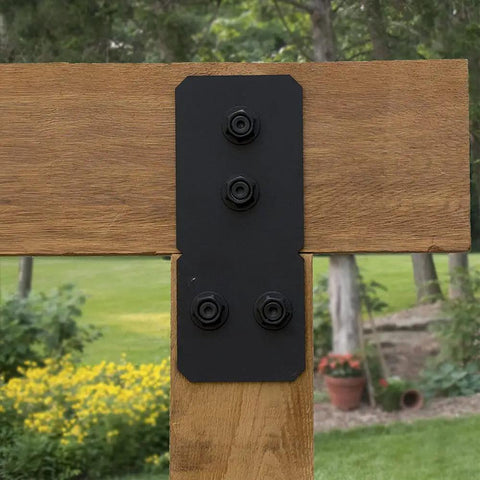Beefy 8 Inch Post To Beam Flush Connector Bracket For Wood Posts And Outdoor Beams With Black Powder Coated Steel Construction Ideal For Decks Porches And Fences Works With Wood And Aluminum Corrosion Resistant 2 Pack