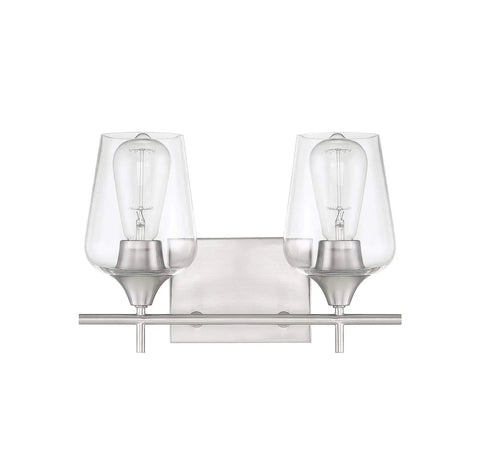 Dope Octave Bohemian Clear Glass Vanity Wall Light Two Light Bath Fixture In Warm Brass 120 Total Watts