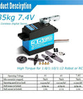 35Kg Coreless Digital RC Servo 7.4V Waterproof Stainless Steel Gear High Speed High Torque for Crawler and Buggy