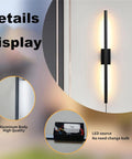 Modern Wall Sconces, Wall Lamp LED Metal Modern Reading Lamps Elegant Rectangle Indoor Wall Sconce Acrylic Wall Lighting Fixture 44W for Bedside Bedroom Living Room Hallway 3,Black Warm Light-100CM showing aluminum body and LED source.