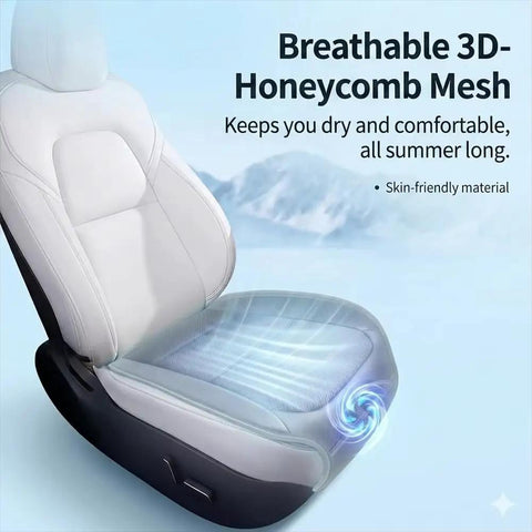 No Sweat Auto Cooling Car Seat Cushion Fan With Smart Pressure Sensor Three Speed Whisper Quiet Airflow Breathable High Density Foam Stays Chill For Daily Commutes with breathable honeycomb mesh and airflow.