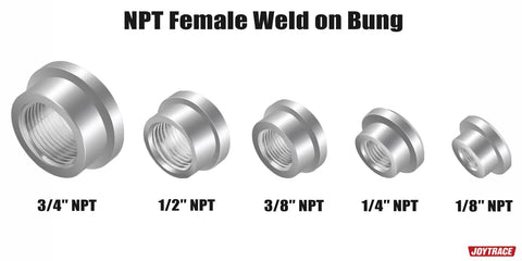 Heavy Duty Aluminum Weld On Bung Fitting With Three Eighth Npt Female Threads Slick Stepped Design For Rock Solid Mounts And Rust Resistant Build Badass Durable Two Pack Deal, showcasing multiple sizes.