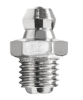 Close-up of M8 grease fitting with male thread, zinc-plated steel, front view