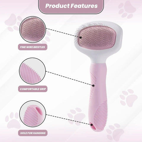 Small Slicker Brush For Dogs And Cats, Skin Friendly Deshedding Tool For Healthy Coats, Gentle Undercoat Groomer For Short And Long Haired Pets, Durable Stainless Pins, Perfect For Sensitive Pups. Pink small slicker brush with fine wire bristles and grip.