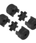 uxcell L-jaw coupling set: two black hubs and three rubber spider inserts for 1/2–3/8 in shafts