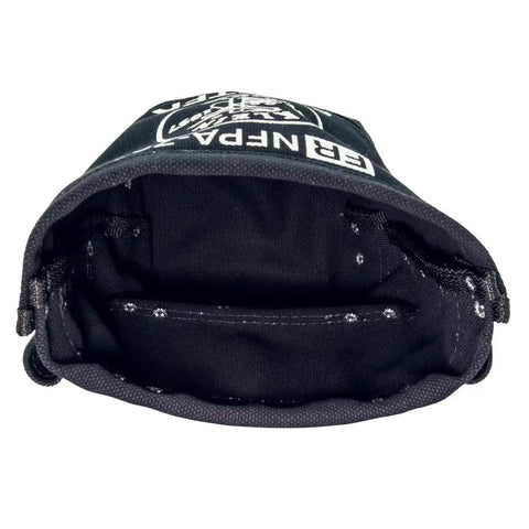 Open view of Flame Resistant No 4 Canvas Tool Bag For Bolt Storage With Tunnel Belt Loop And Double Reinforced Bottom Built To Last Rugged Electrician Pouch NFPA 701 Compliant 5 X 10 X 9 Inch Heavy Duty Design