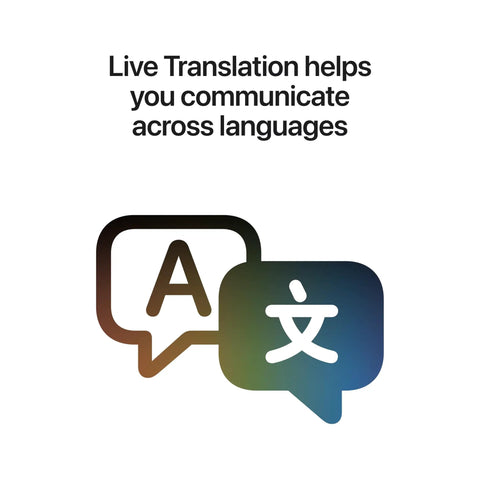 Live Translation with speech bubbles showing letters A and Chinese character for seamless communication across languages.