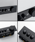 Control panel for Top Tier Thermostatic Shower System With Built In Led Music Speaker And Digital Display features sleek knobs and digital display.