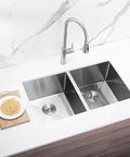 Drop In Kitchen Sink Equal Double Bowl 32 By 18 By 10 Inch Pro Grade 16 Gauge Stainless Steel With 10mm Radius Inside Corners