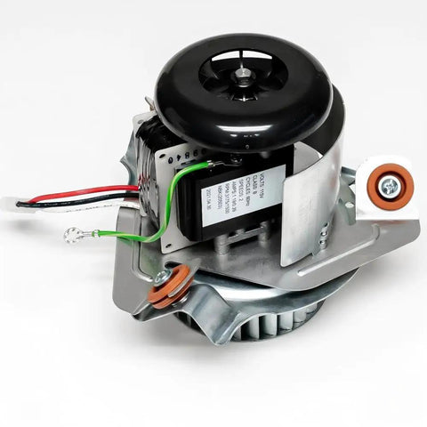 Badass Heavy Duty Draft Inducer Fan Motor Furnace Blower Replacement showing dual-speed motor with metal casing.