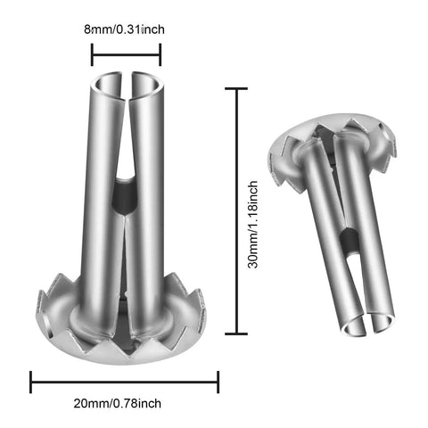Fixed Caster Wheels Set of 5 for Sofa Chair and Cabinet Replacement with 8x36mm Stem Mounts and Socket Inserts, metal socket insert dimensions