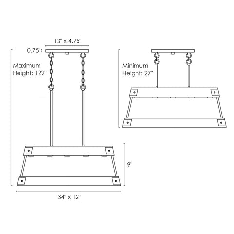 Dimensions of Rustic Modern Farmhouse Kitchen Island Light With Wood Panel Rectangular Frame 34 Inch Five Light Oil Rubbed Bronze Finish