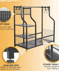 Extra Large Golf Bag Rack Stand Organizer For Garage Built To Last Holds 2 Bags And Gear With 4 Heavy Duty Hooks 3 Shelves And Net Shelf