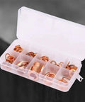 Solid Copper Flat Washers Assorted Set M5 To M14 Including 200 Pcs For Electrical Insulation Stopping Galvanic Corrosion On Aluminum Steel Or Auto Wiring Solar Panels Load Distribution Kit Good For Home Or Garage Use Solid Copper Gear You Gotta Grab in plastic organizer case
