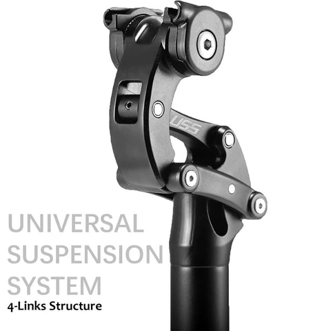 Suspension Seatpost With 4 Link Parallelogram System And Hard Or Soft Micro Adjustment For Road Gravel MTB And E Bikes 27.2 To 33.9mm Fit