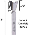 Pro Grade 14 Degree Carbide Dovetail Router Bit With 1/2 Inch Big Cutter And Deep Cut Sweep designed for precise cabinetry cuts.