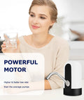 Woman using Rechargeable Water Dispenser For 5 Gallon Bottle With One Switch Operation BPA Free Jug Pump Kit Food Grade Silicone Hose
