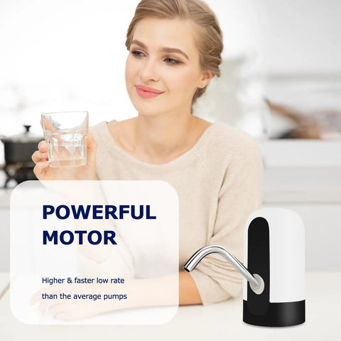 Woman using Rechargeable Water Dispenser For 5 Gallon Bottle With One Switch Operation BPA Free Jug Pump Kit Food Grade Silicone Hose