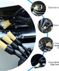 Five Piece Boar Hair Car Detailing Brush Set With Ultra Soft Scratch Free Interior Brushes cleaning grille and emblems