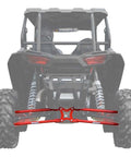 Heavy Duty Round Tubed Rear Radius Arms For Polaris RZR Models Red Finish With Adjustable Heim Joints And Hand Welded Construction For Maximum Strength And Durable Performance See Fitment Details rear view