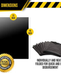 Heavy Duty Contractor Bags In A Tough 50 Pack With Rip Resistant Drawstrings At 42 Gallon Size And 3 Mil Gauge shown folded with dimensions.
