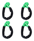 Four Pack One Half Inch Green Synthetic Soft Shackle Rope With Protective Sleeve