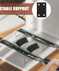Stainless Steel Straight Brackets Black Finish Six Pack for wood repair visible in DIY project setup.
