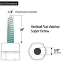 Quick Install Wood Threaded Rod Anchor Ten And Three Eighths Inch, Zinc Finished Steel, No Pre Drilling Required, 1/4 x 1 in screw illustration