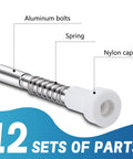Twelve Pack Window Screen Plunger Latches With Aluminum Pins And White Caps One Point Five Inch Length Runs Like A Charm Makes Tight Window Repairs A No Sweat Experience, featuring aluminum bolts, spring, and nylon cap.