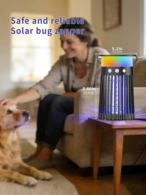 Solar Bug Zapper Portable Outdoor Waterproof Mosquito Killer Light Rechargeable Fruit Fly Trap Lamp 4200V Electric Gnat Traps