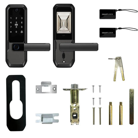 WiFi Smart Deadbolt With Handle And Video Peephole For City Pros In Upscale Apartments And Condos, Fingerprint And PIN Keyless Entry
