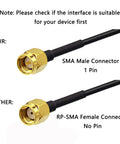 Comparison of SMA male and RP-SMA female connectors for 6 Dbi Antenna With 9.8 Ft Extension Cable SMA Male Connector Magnetic Base Wireless WiFi Booster Antenna For PC Desktop Computer Router Network Backup Camera.