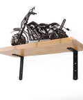 Hella Sturdy Thickened Black Steel L Shaped Corner Braces Heavy Duty 90 Degree Right Angle Shelf Supports Pack Of Twelve With Durable Coating holding a wood shelf.