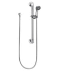 Commercial 24 Inch Slide Bar Grab Bar Hand Shower System With 1.5 GPM Flow Chrome Finish Includes Handheld Shower 72 Inch Hose Stainless Steel Slide Bar Backflow Protection No Fuss Clean Rubber Nozzles Pro Grade Heavy Duty Build