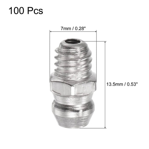 Nickel Plated Iron Straight Grease Fitting M6 x 1mm Thread Hydraulic Grease Fittings Set 100 Pcs Built To Last Rust Resistant