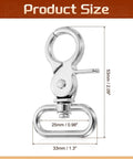 Front view of silver 25mm zinc-alloy swivel snap hook with trigger lever for bags and straps.