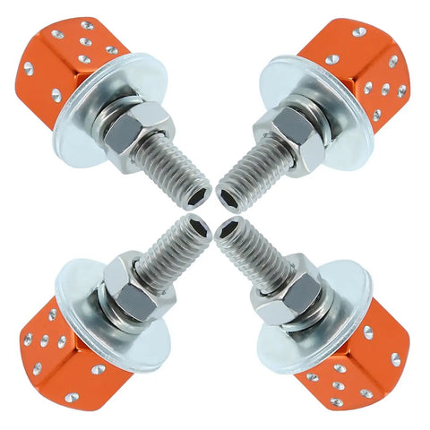 Dice License Plate Screw Fasteners Kit Four Piece Set For Cars Trucks And Motorcycles Orange Durable Stainless Steel And Aluminum Alloy