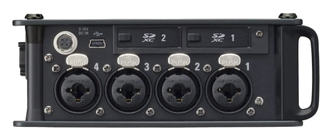 Pro Level Field Recorder And Mixer For Filmmakers And Musicians With 8 XLR And TRS Inputs showing SD slots and inputs