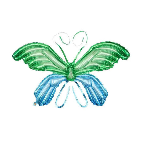 Fairy Wing Balloon Costume Set for Halloween Party and Cosplay, green and blue butterfly balloon wings for stage prop and wall decor.