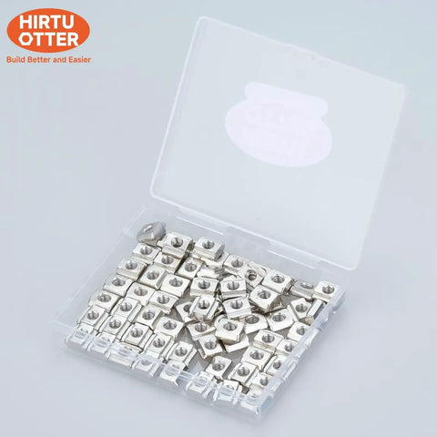 Nickel Plated M6 Sliding T Nuts For 2020 2040 2060 Aluminum Extrusion Profiles in a transparent plastic case
