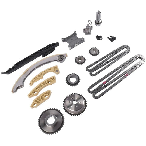 Engine Timing Chain Kit Replacement For Buick Regal LaCrosse Verano HHR Malibu Cobalt Equinox Terrain Pontiac G5 G6 2.0L 2.2L 2.4L 2006 To 2017 12680750 9-4201S displayed with chains, guides, and tensioner.