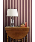 Traditional Classic Wallpaper Type II With Badass Durability And Smooth Matte Linen Finish For Commercial Residential Spaces Zero Hassle Paste To Paper Installation Creates Pvc-Free Surface For Kitchens Bathrooms Hallways Handling Daily Grind Like A Boss with striped design in purple and beige.