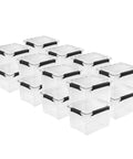 Built Like A Tank 34 Quart Gasket Storage Boxes With Lids Heavy Duty Plastic Bins arranged in a stacked formation.