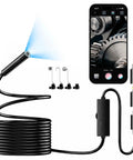 Ultra Clear Endoscope Camera With Light For Home And Auto Inspections, 1920x1440 HD Borescope With IP67 Waterproof Seal, semi-rigid probe with iPhone adapter