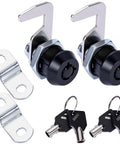 Two Pack Tubular Cam Toolbox Lock Replacement With Hook Cam Keyed Alike Five Eighth Inch Cylinder Black Zinc Alloy