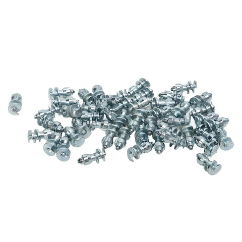 Heavy Duty 50 Pack Tire Spikes Built Tough With Tungsten Steel Tips for reliable traction on icy roads, scattered metal tire studs.