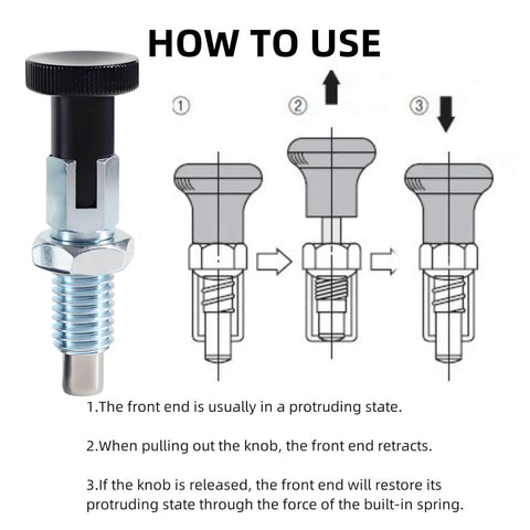 How to use Pair Of M12 Push Fit Ball Nose Spring Plungers Carbon Steel Self Locking Locate Pins with instructions.