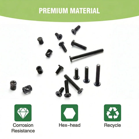 M6 Hex Drive screws and nuts from No Sweat Crib Screw Replacement Kit with corrosion resistance features.