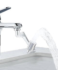 Heavy Duty Brass Faucet Extender With Dual Spray Modes And Slick 1080 Degree Swivel Action making it easy to wash dishes.