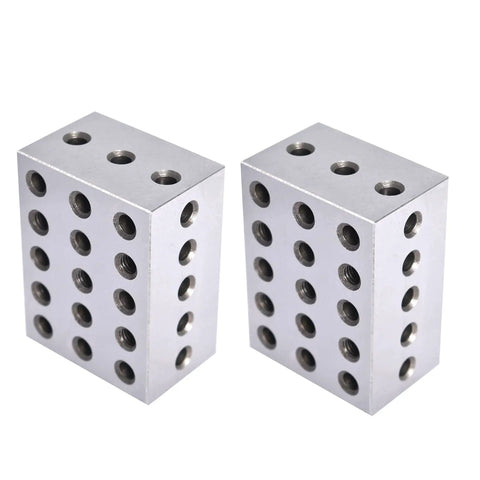 Dead Nuts Accurate Matched Pair Two Three Four Inch Machinist Setup Blocks With.0003 Tolerance, featuring 23 threaded holes.
